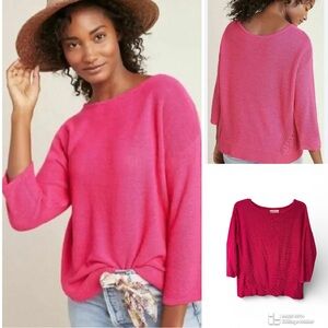 Anthropologie Fuchsia Mayfield knit linen blend Sweater